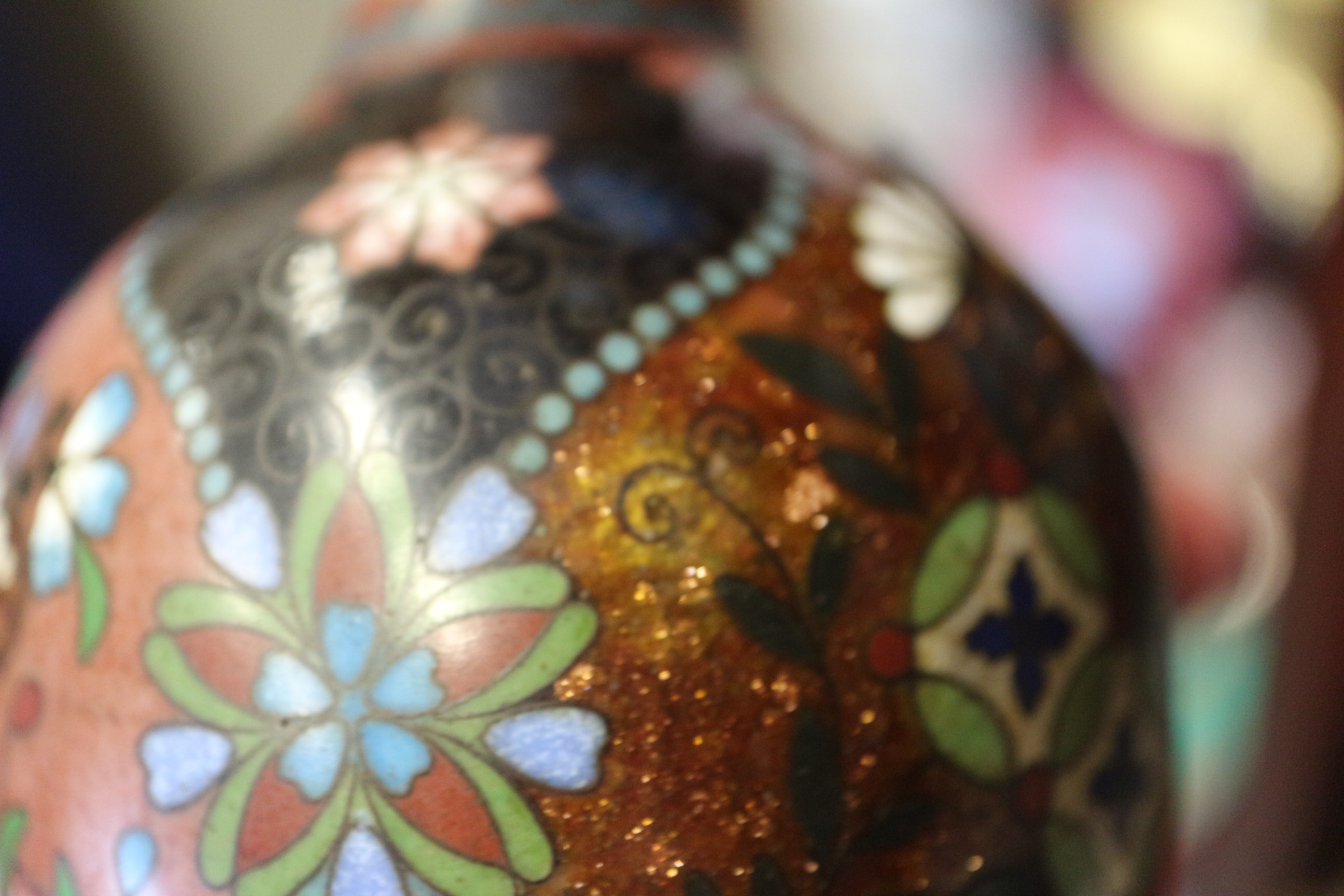 A Japanese satsuma bulbous flared rim vase with figure and flower decoration, 16" high, a similar - Image 10 of 13