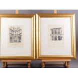 Two pen and wash Italian architectural studies, 10" x 7", in gilt frames