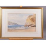 J H Mole, watercolours, Newquay, Cornwall, 9 1/4" x 14 1/4", in gilt strip frame