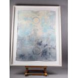 Monroe Hodder: a monoprint with encaustic "Eclipse M2" abstract, in silvered frame († ARR - may be