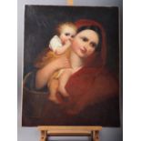 Marshall Claxton: oil on canvas, Mother and child, 24" x 19", unframed