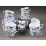 A Royal Copenhagen blue and white fluted part teaset with floral decoration (30 pieces approx,