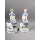 Two Royal Copenhagen figures, girls with goose (527)