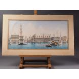U Organia: a 19th century watercolour view of the Doges Palace Venice, 10 3/4" x 22 1/2", unframed