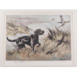 Henry Wilkinson: a signed limited edition print, 100/150, gun dog and duck, in gilt frame