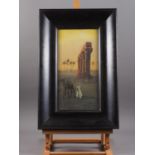 Giovanni Barbaro: watercolours, desert scene, 14 1/2" x 7", in ebonised frame