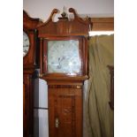 A 19th century oak and mahogany banded long case clock with painted dial and Roman numerals, 81 3/4"