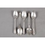 Five Victorian silver teaspoons, 4.1oz troy approx