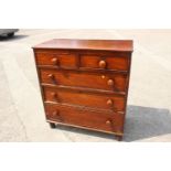 A late 19th century mahogany chest of two short and three long drawers graduated drawers with knob