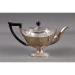 A silver pedestal teapot with ebonised handle and knop, 5 1/2" high, 12.8oz troy approx