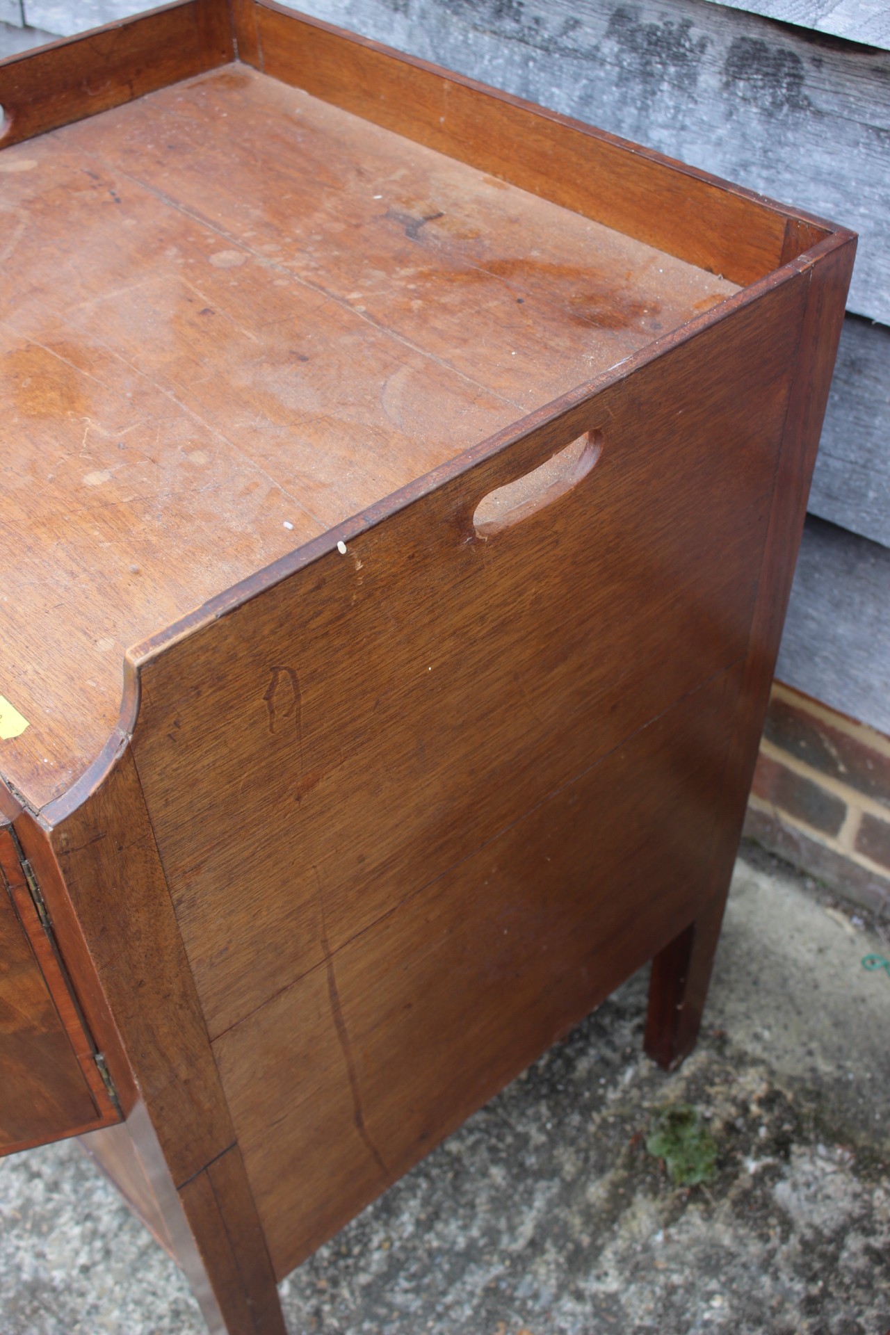 A 19th century mahogany tray top washstand, fitted cupboard over single drawer, 21" wide x 19 1/2" - Image 4 of 4