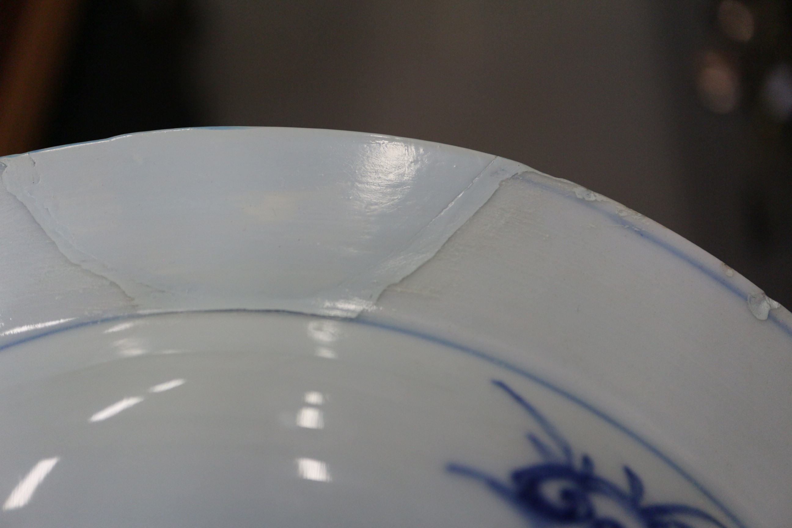 A Chinese blue and white dish with floral and scrolled decoration with seal mark to base, 7 1/2" - Image 14 of 22