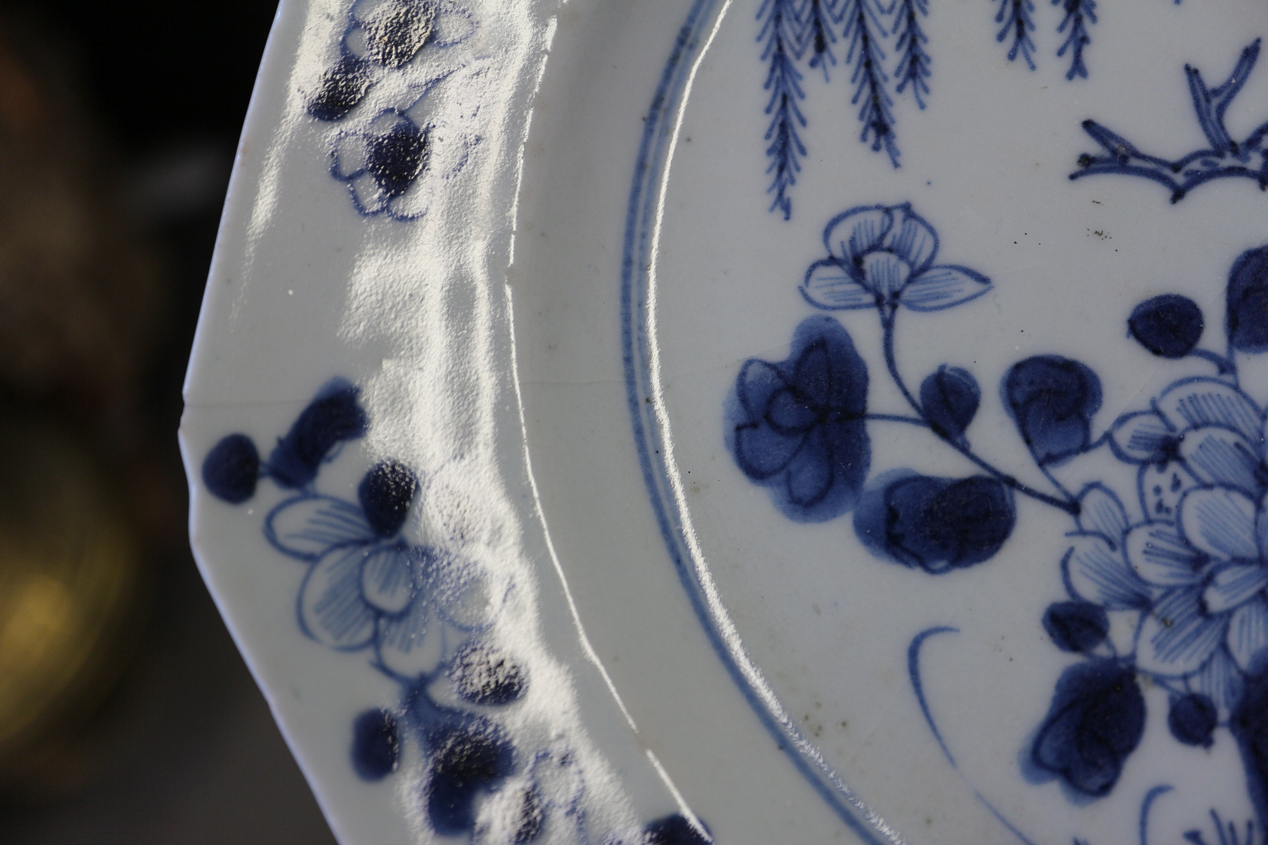 A Chinese blue and white dish with floral and scrolled decoration with seal mark to base, 7 1/2" - Image 17 of 22