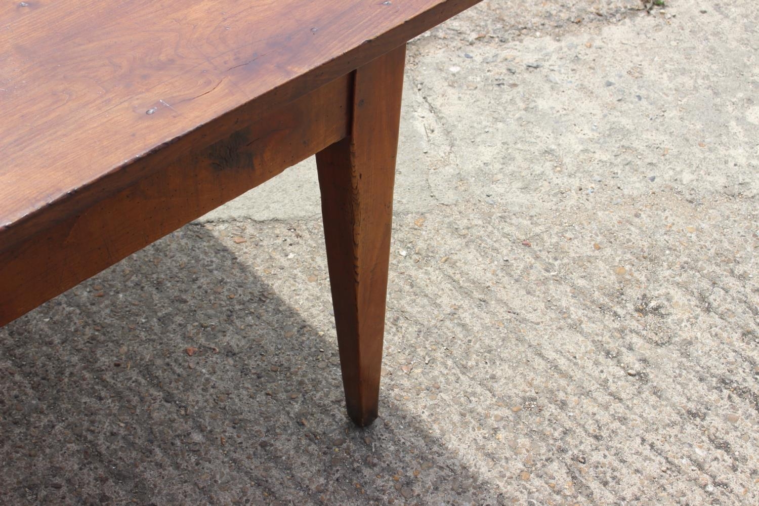 A 19th century French cherrywood farmhouse dining table, fitted one frieze drawer, on square taper - Image 4 of 4