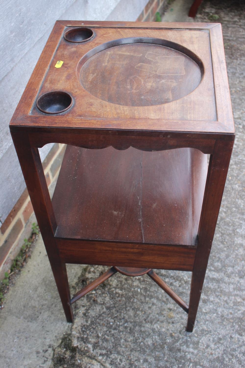 A 19th century mahogany washstand, fitted one drawer, on square taper supports, 15" square x 30 1/2" - Image 3 of 3