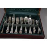A matched canteen of silver Old English pattern forks and spoons, 86oz troy approx