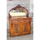 A 19th century mahogany mirror back sideboard/chiffonier, fitted one drawer over cupboards