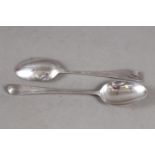 Two Georgian silver dessert spoons, 3.7oz troy approx