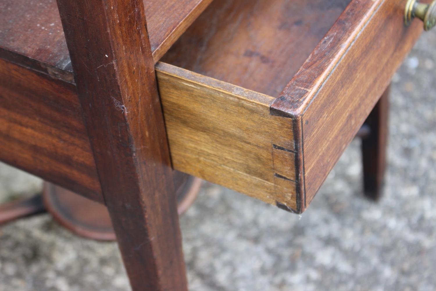 A 19th century mahogany washstand, fitted one drawer, on square taper supports, 15" square x 30 1/2" - Image 2 of 3