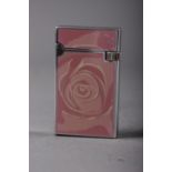 A St Dupont Paris pink enamelled rose design cigarette lighter