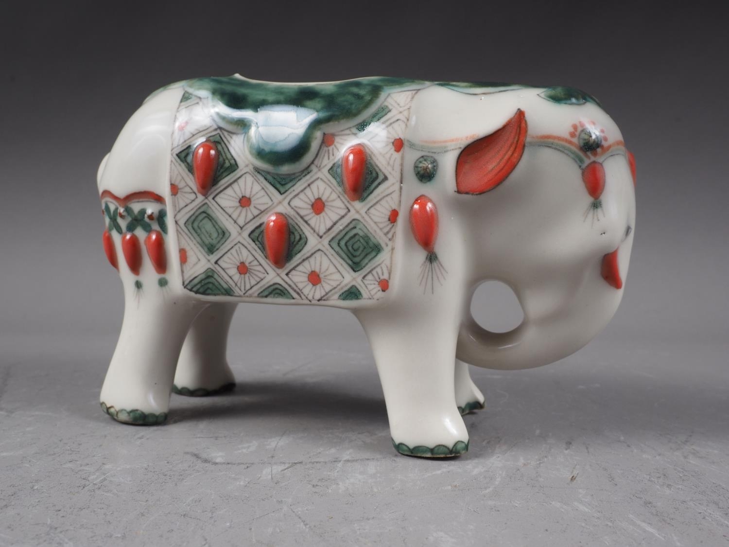 A Chinese polychrome decorated elephant, 4 1/2" high - Image 2 of 2