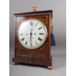 A Regency mahogany and brass inlaid bracket clock with eight-day twin fusee striking movement