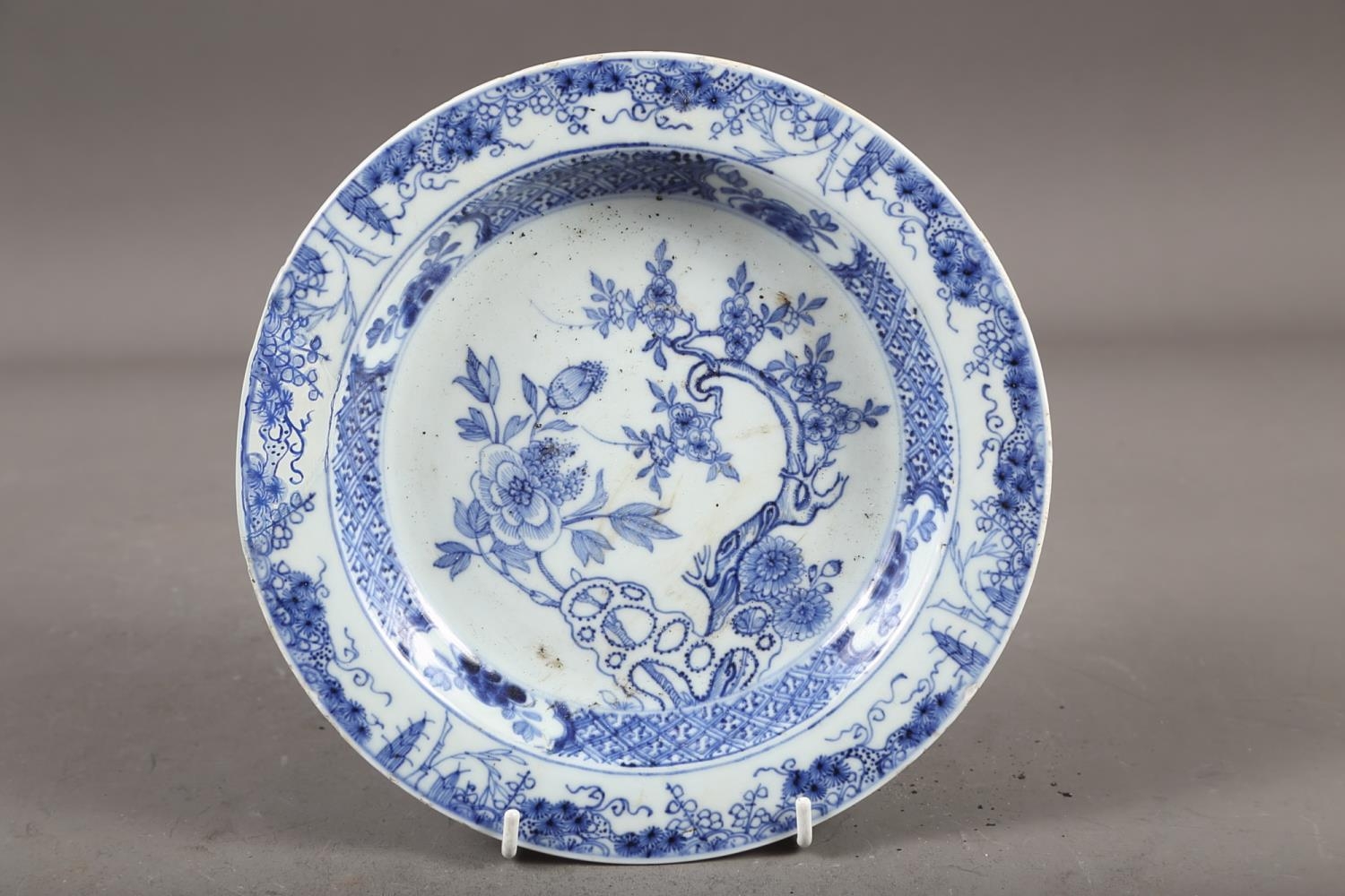 A Chinese blue and white dish with floral and scrolled decoration with seal mark to base, 7 1/2" - Image 5 of 22
