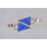 A pair of 9ct gold and lapis drop earrings