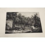 A folio of late 19th century etchings and engravings, including Ernest George, "Frankfurt", W