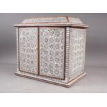 *A mahogany and mother-of-pearl inlaid jewellery cabinet, 13" high (*This lot will be subject to