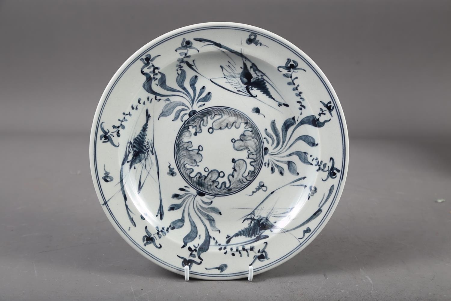 A Chinese blue and white shaped edge plate with floral decoration, 10 1/2" dia, another similar - Image 3 of 11