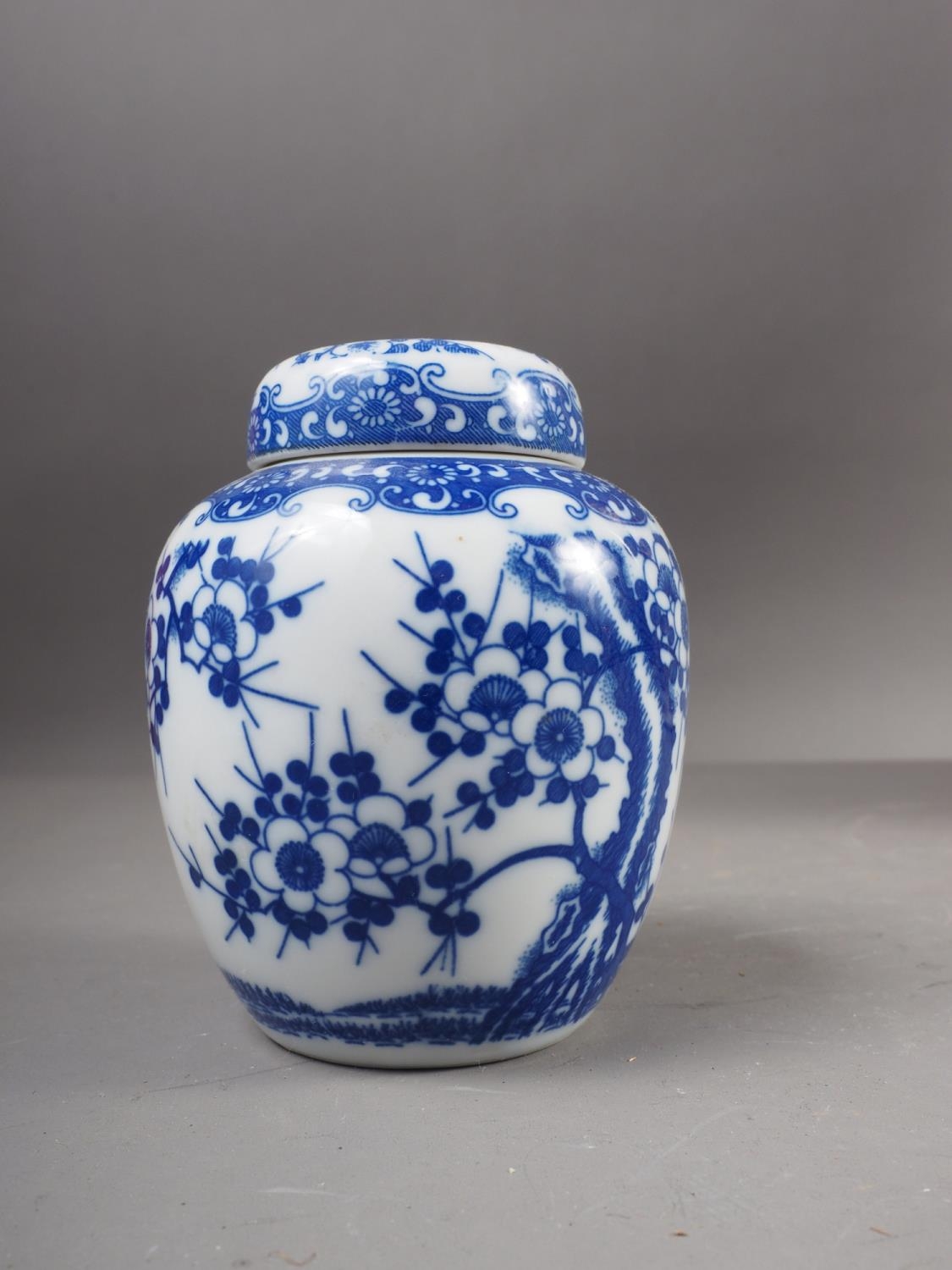 A Chinese cylindrical vase with bird in a landscape decoration (damaged), a pair of blue and white - Image 7 of 14