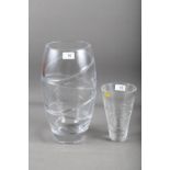 A Waterford Crystal Jasper Conran clear glass vase, 13 1/2" high, and a Stuart Crystal Jasper Conran