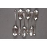 Six Georgian silver dessert spoons, 7.8oz troy approx