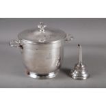 A silver plated Royal Artillery ice bucket and cover with engraved decoration, 8" high, and a plated