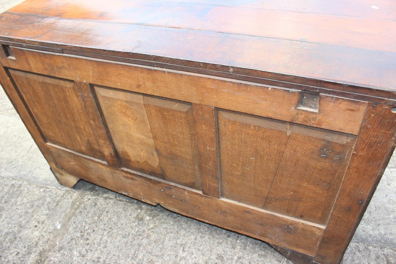 An 18th century oak mule chest, now converted as a cupboard, fitted two drawers, on bracket feet, - Image 3 of 5