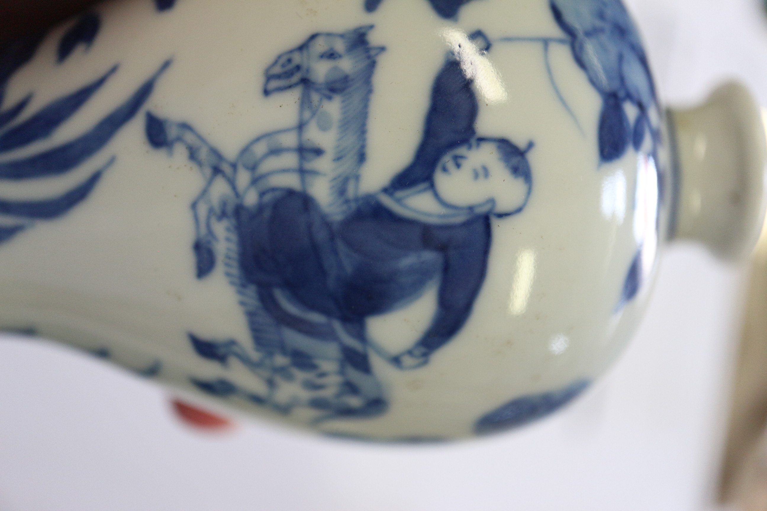 A Chinese blue and white meiping vase with figure on horseback in a landscape decoration, 4 1/4" - Image 9 of 9
