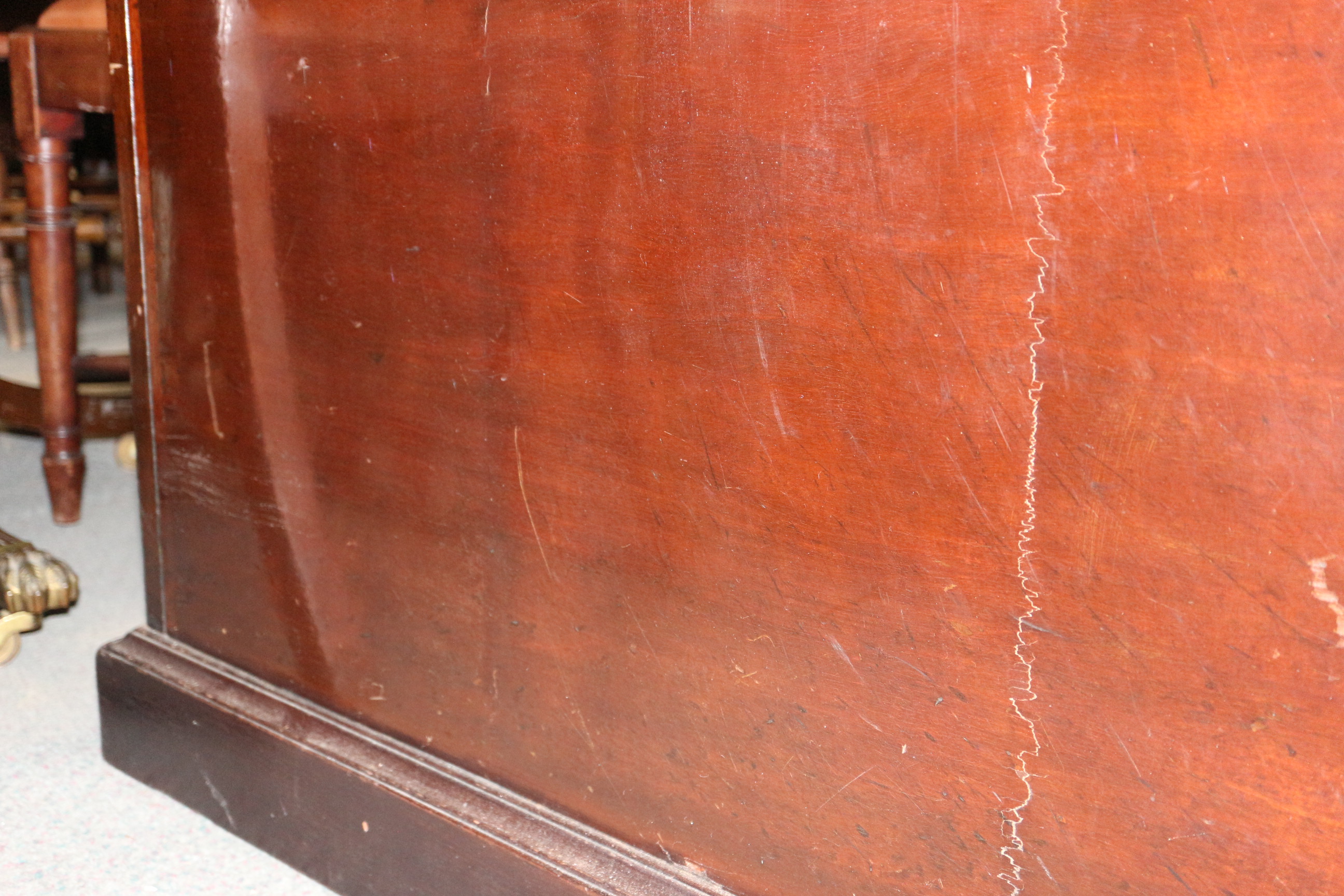 A partners early 20th century mahogany double pedestal desk with tooled lined leather top, inverse - Image 14 of 16