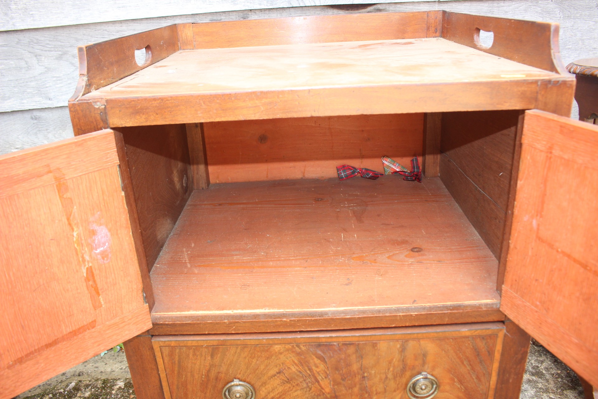 A 19th century mahogany tray top washstand, fitted cupboard over single drawer, 21" wide x 19 1/2" - Image 2 of 4