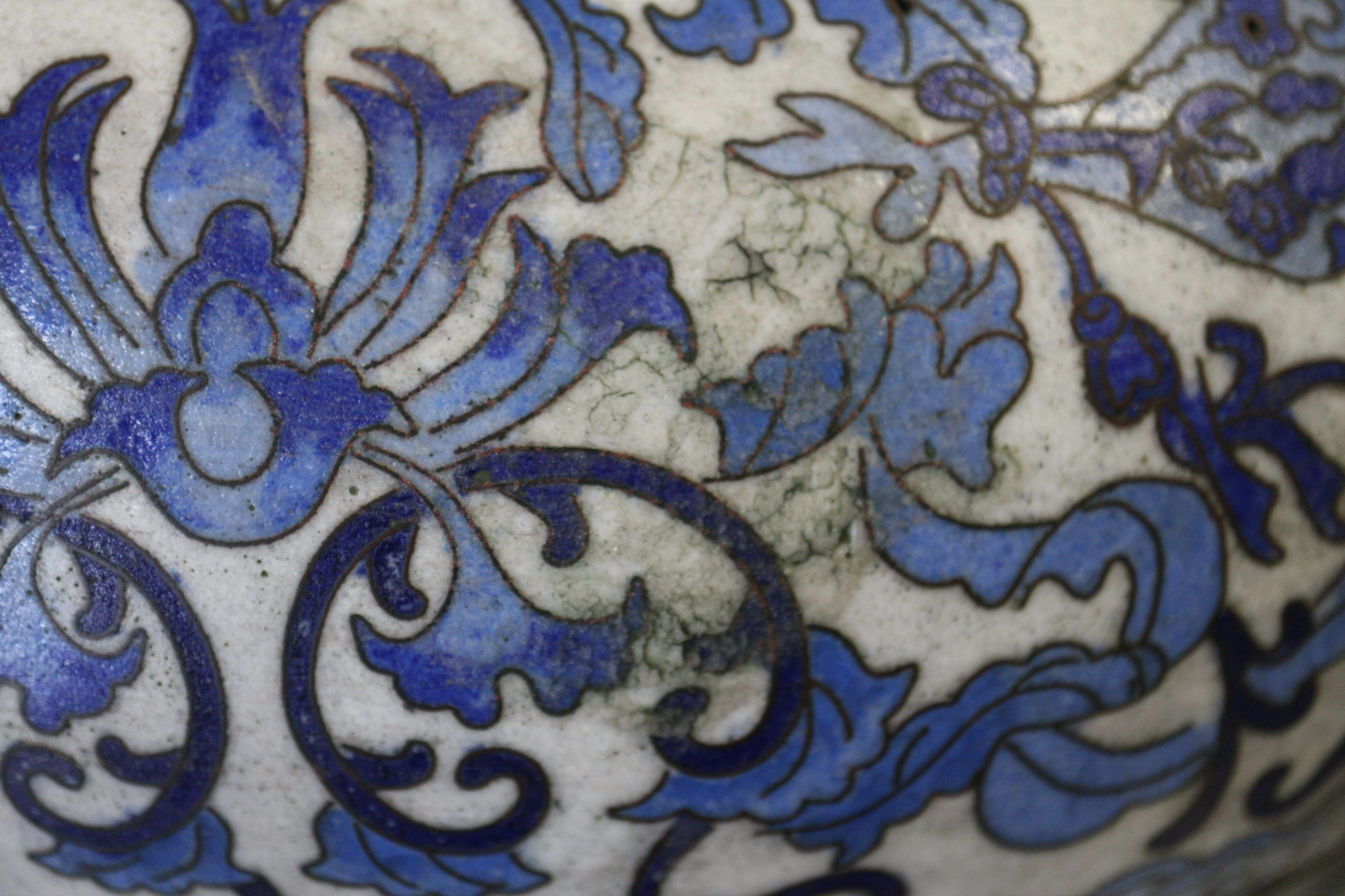 A Chinese cloisonne blue and white circular box and cover with flower, bat and character designs, 12 - Image 7 of 23