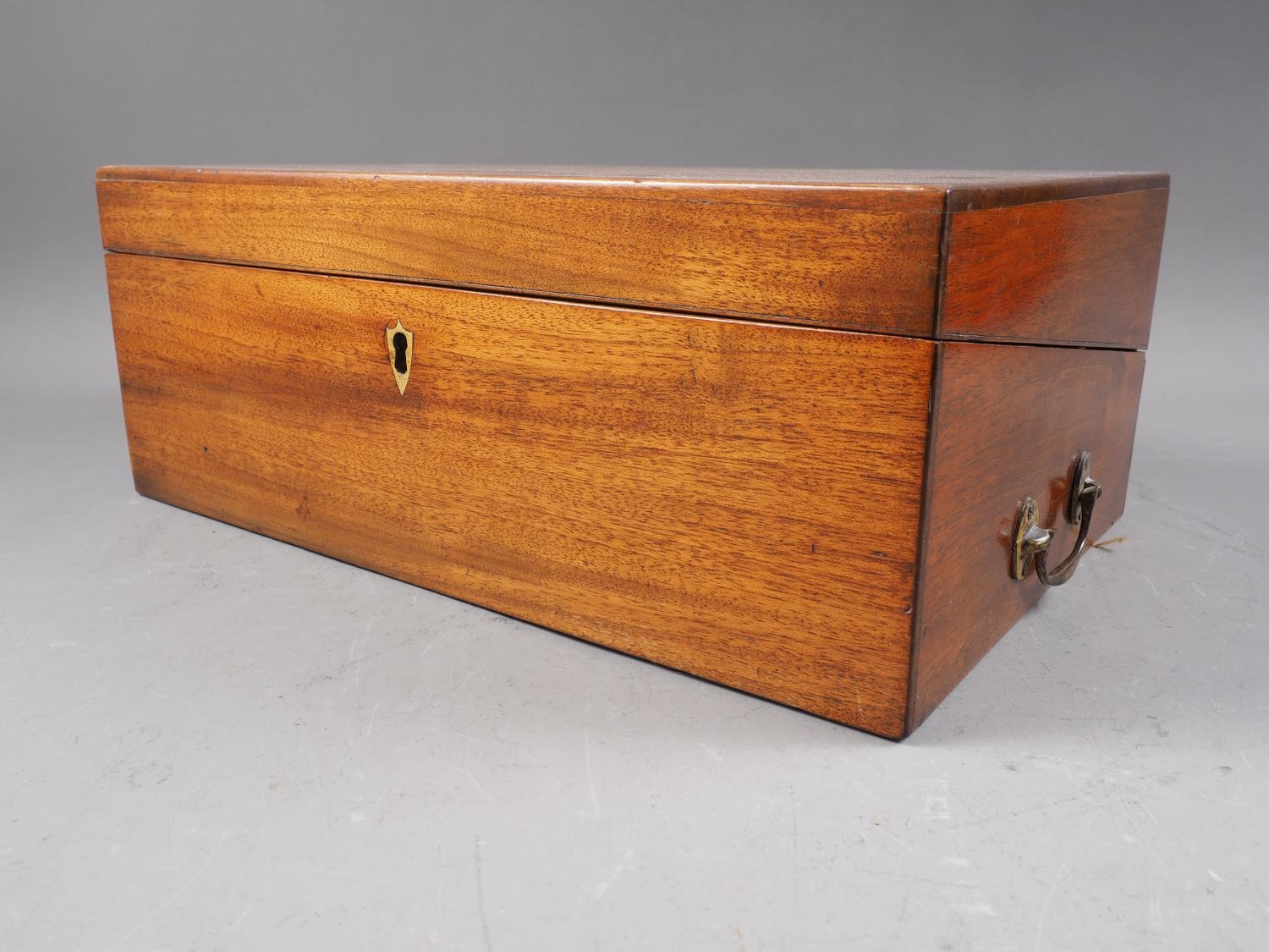 A 19th century mahogany writing box with fitted interior, 15" wide - Image 2 of 2