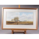 Colin Tuffrey: watercolours, "Oxfordshire Landscape", 10 1/4" x 21 1/4", in gilt frame, another