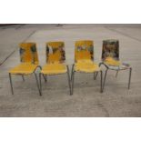 A set of four 1970s bentwood laminate chairs, on aluminium splay supports