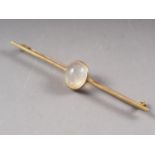 A yellow metal and moonstone set brooch, stamped 9ct, 3.4g