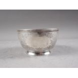 A silver bowl with engraved butterfly and flower decoration, 4 1/4" dia x 2 1/4" high , 4.8oz troy