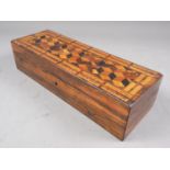 A marquetry work cribbage box, 10" wide