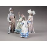 Four Lladro figures, "Medieval Maiden", "Medieval Soldier", "Juanita" and "Lolita", all boxed