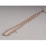 A 9ct gold watch chain with T-bar, 43g