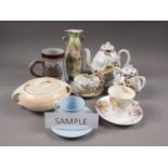 A Japanese eggshell china teaset, a bone china part teaset, a Burleigh ware part dinner service, and