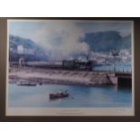 Don Breckon: a signed limited edition colour print, “Dumbleton Hall leaving Kingsweir”, in gilt